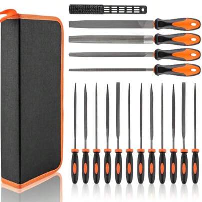 Metal File Set With 17 Pieces Upgrade Hemicycle Angle Round Flat And Needle Files For Crafting On Plastic And Wood