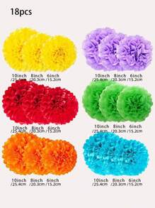 18pcs Multicolor Paper Flower Ball Decorative Set For Party Theme