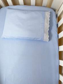 Laura Baby 2-Piece Sheet Set For American Standard Crib Or Mini Crib 100% Cotton - 藍色 - 查看 2