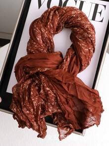 1件装女士渐变褶皱围巾披肩，亲肤柔软褶皱薄款颈部围脖透气纱巾，多功能麻花针织褶皱效果保暖围巾，适合搭配连衣裙 - 彩色 - 查看 21