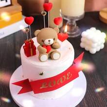 1 Pc Cake Decoration Small Bear Cake Topper, Figurine Bear, Mini Bear Doll Cake Decoration, Suitable For Use At Parties, Birthday Parties, Weddings, Anniversary Celebrations, And Cake Decorations - Pink - View 11
