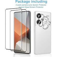 2 件钢化玻璃屏幕保护膜 + 2 件相机镜头保护膜，适用于小米 Redmi Note 13 Pro Plus - 9H 硬度、3D 高清清晰度、防刮擦、高灵敏度，兼容手机壳。适用于 Redmi Note 14 Pro 4G / Redmi Note 14 Pro 5G / Redmi Note 14 Pro Plus - 無色 - 查看 4