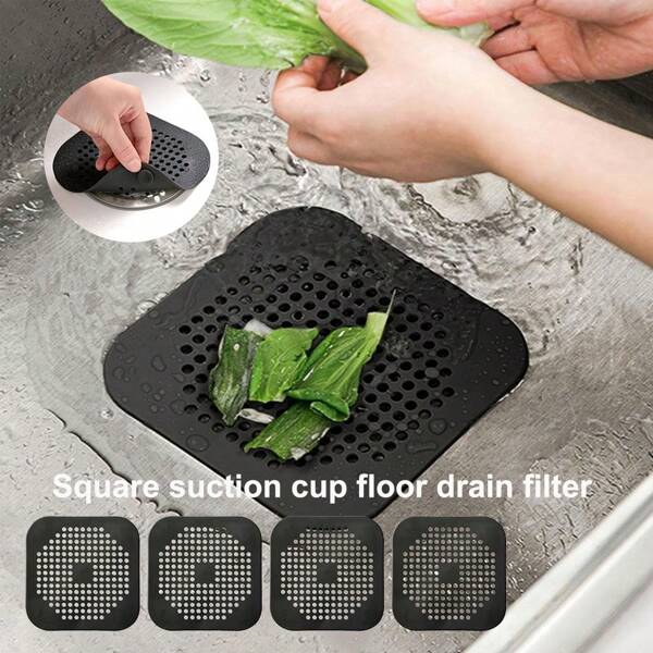 1 pieza Cubierta de drenaje cuadrada de 5.11 pulgadas, filtro de drenaje de fregadero de cocina, bañera y ducha, atrapapelos para drenaje de piso de baño