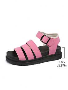 女士凉鞋，时尚舒适，适合夏季外出和休闲活动，轻巧设计，可调节绑带，可定制尺寸 - 粉色 - 查看 3