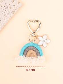 1 件女式北欧风格彩虹 Macrame 钥匙扣吊坠带花卉流苏时尚包饰背包装饰钥匙扣适用于包包汽车配件女士