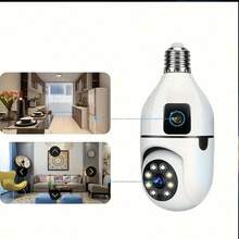 3MP 高清智能灯泡式安全摄像头、灯泡摄像头、双镜头监控圆形摄像头、宠物狗摄像头、360° 可旋转/可倾斜全景网络摄像头、2.4G/5G WiFi 婴儿监视器，具有自动跟踪、远程访问、双向音频、AI 人脸检测、录音