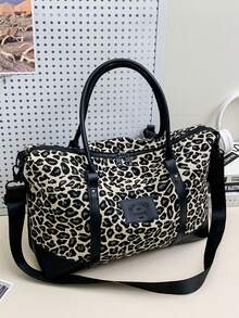 时尚拼色大容量手提包、单肩包、托特包、休闲短途旅行度假健身包女士学校包学校配件学校用品旅行必需品假日行李袋行李箱旅行包女士 - 黑色 - 查看 2