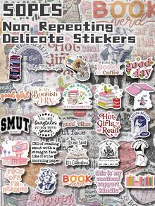 50张女孩浪漫阅读主题2D平面乙烯基贴纸套装,图案不重复,精致装饰,可移除,不留残胶。非常适合作为返校季礼物、班级奖励、圣诞节、万圣节礼物、节日礼物、派对和家居装饰、生日礼物。可用于笔记本电脑、汽车、行李箱、踏板车、手册、杯子、平板电脑、笔记本、水瓶、手机壳等。高分辨率印刷,色彩鲜艳。是送给学生、青少年和上班族的趣味礼物。 - 玫紅色 - 查看 5