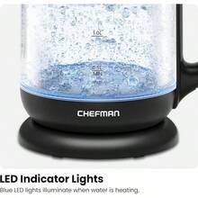Chefman | Tetera con Jarra de Cristal | Hervidor Eléctrico de 1.Litros | Base de 360 Grados | Luz Led - 1,7 litros - Ver 11