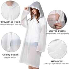 Extra Long Rain Ponchos For Adults - EVA Rain Coats Waterproof Unisex Rain Jacket With Drawstring Hood