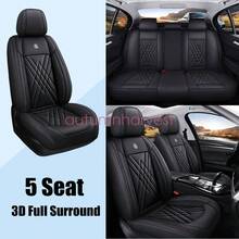 For INFINITI Car Seat Covers PU Leather Full Set 5-Seat Front Rear Cushion Pad - Black - View 2