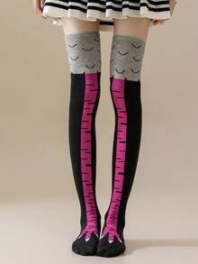 1 Pair Of Women's Sweat-Absorbing And Breathable Spring And Autumn Fun Chicken Claw Socks Suitable For Dating Parties And Funny Occasions Suitable For Students JK Suit Long Calf Socks Beautiful Leg Socks, Y2k, Cozy - Multicolor - View 16