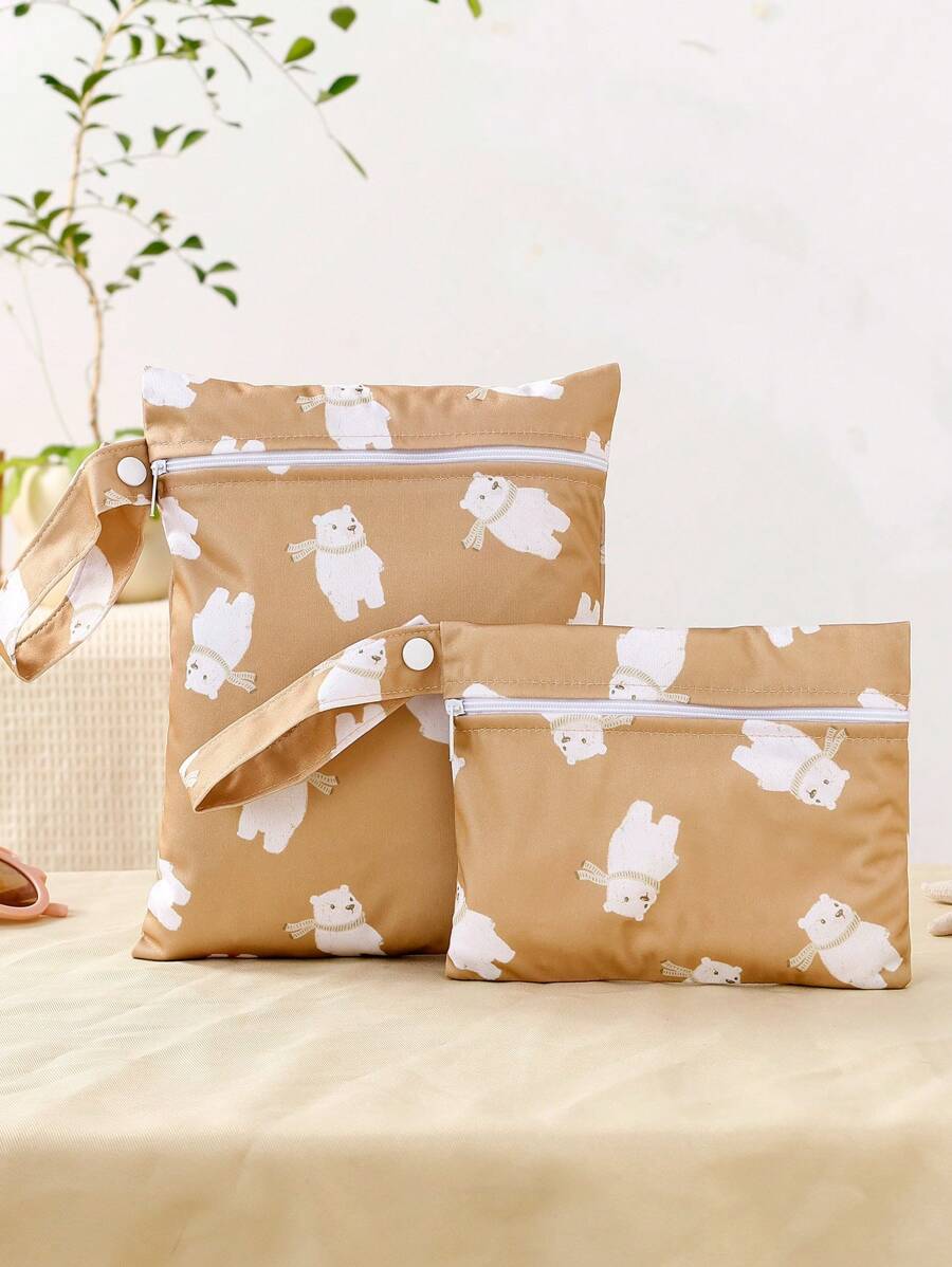 2 tamaños de bolsas impermeables, bolsa de almacenamiento impermeable para pañales de bebé y piezas de bomba, bolsa de pañales reutilizable con bolsillos con cremallera y asa, bolsa de viaje, playa, piscina, bolsa de gimnasio para trajes de baño y ropa mojada