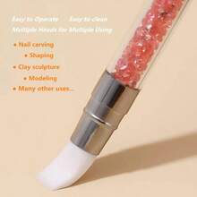 Resin Nail Art Palette With 5Pcs Nail Art Sculpture Pen Dual Tipped Silicone Nail Tools Nail Art Acrylic Pen Silicone Brushes For Resin Nail Art Tools For Design Nail Foil Carving Drawing Gift For Her Holiday Party Wear Trending Now - 粉紅色&橘色&綠色&藍色&白色 - 查看 3