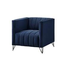 Home Design Kurtis Square Arm Chair, Loveseat, Sofa - Blue - View 9
