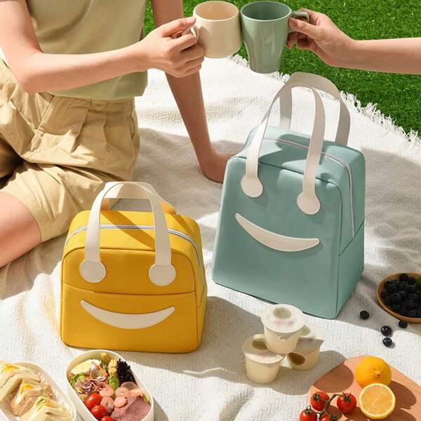 1pc Cute Insulated Lunch Bag, Thermal Lunch Box Tote Bag For Office Workers And Students, Thickened Aluminum Foil, Portable Picnic Lunch Bag, Back To School Season