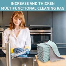 5pcs Random Color Super Absorbent Microfiber Kitchen Dish Cloth High-Efficiency Tableware Household Cleaning Towel,Kitchen,Bathroom,Home,Household Suppliers