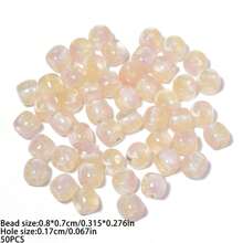8mm 50pcs Jelly Cylinder-Shaped Resin Beads Bracelet Loose Spacer Beads For DIY Charm Jewelry Making Accessories