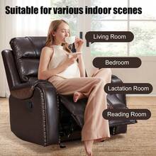 Sillón reclinable mecedor Air, sofá individual con costuras de diamante - Marrón - Ver 7