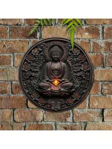 1 Stück 3D Buddha Wandkunst Dekoration, moderne runde Metallwanddekoration, 8 Inch Metall Halloween Wanddekoration, geeignet für Schlafzimmer, Büro, Studentenwohnheim, Feiertags-Dekoration - keine Stromversorgung nötig, keine Federn, ideales Geschenk für alle Anlässe, zufällige Lochposition