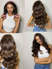 Heatless Curls Scrunchie Set – No-Heat Hair Curler with 1x Clip, 2x Hair Ties & 1x Curling Roller – Soft, Comfortable, Damage-Free Hair Styling for All Hair Types - Without Heating Wire, Overnight Curistling Iron Does Not Disturb Sleep, Silk 純聚酯纖維聚酯纖維聚酯纖維） - 彩色 - 查看 6