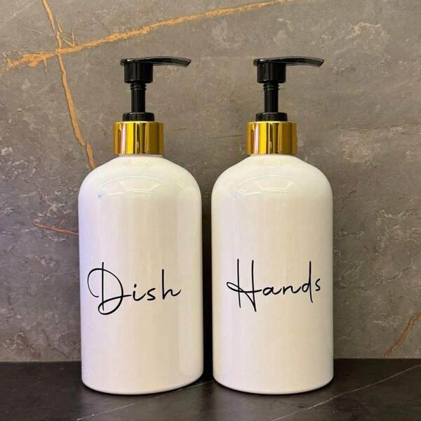 2pcs 17 Oz Hand Soap Dispenser Empty Lotion Pump Bottles, Refillable Liquid Dish Soap Bottles For Bathroom, Kitchen Sink, White Black