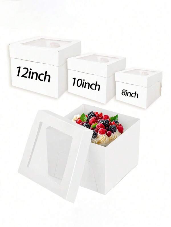 6 Pack/1 Pack Cake Packaging Boxes With Window, Cake Boxes, Dessert Table Display Set, Cake Decoration Supplies 3 Sizes: 8"/10"/12" For Valentine's Day, Party And Other Festivals, Clear Window