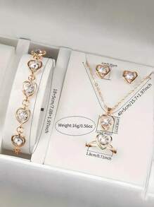 6pcs/Set - Quartz Dials And Rings, Necklaces, Earrings, Jewelry Gifts, Birthdays, Easter, Ramadan, Eid Al Adha (Packaging Box Does Not Include Pictures)