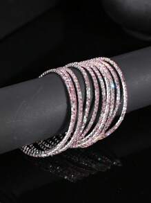 10 pièces/set Bracelet élastique à billes de cristal colorées sur un seul rang, design unique et élégant