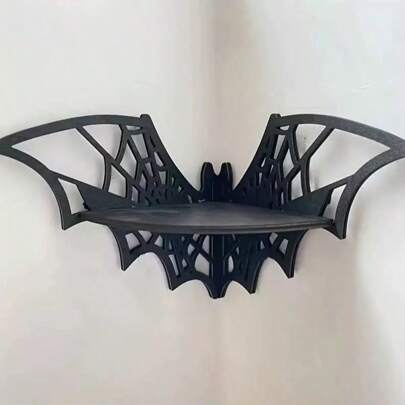 Creative Bat Wing Shelf - Black Spider Web Wall Hanging Shelf For Crystal & Home Decor, Gothic Corner Storage Rack For Living Room, Bedroom, Or Halloween Decor, Fall Decor