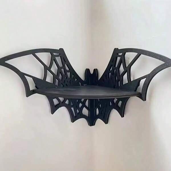 Creative Bat Wing Shelf - Black Spider Web Wall Hanging Shelf For Crystal & Home Decor, Gothic Corner Storage Rack For Living Room, Bedroom, Or Halloween Decor, Fall Decor