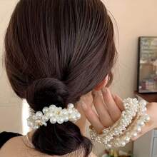 3pcs Set Fashion Crystal & Faux Pearl Floral Headband - Suitable For Daily Wear Or Vacation, Fall Decor, Fashion Accessory, Pop Culture Theme, All Seasons