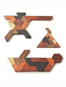 1 PC Hexagonal Wooden Geometric Puzzle, Children's Educational Toy, Birthday Gift, Christmas Gift, Jigsaw Puzzle Games, Brain Burning Games, Christmas Presents,Christmas,Wooden Toys,Puzzle,Kids Games,Wood Puzzles,Wood Burning - Brown - View 8