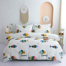 Printed Microfiber Bedding Set With Flat Sheet, Bedspread, And 1/2 Pillowcases, Available In Sizes 90*200 (Single), 135*200 (Double), 150*200 (Queen), And 180*200 (King). Suitable For Bedrooms, Student Residences, And Rented Apartments, It's Ideal For Students, Couples, And Families With Different Sleep Needs. - 小魚 - 查看 2