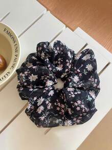 1 Stück neue Chiffon Blumen Stoff geraffter Scrunchie, französischer Stil Haargummi, Haaraccessoire geeignet für den täglichen Gebrauch und als Geschenk, Haargummis, Haargummis, Haarseile, Scrunchies