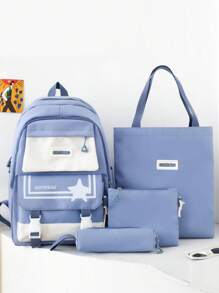 A Backpack Allows You To Carry Your Daily Necessities With You. Different Styles And Characteristics Can Be Displayed On Different Occasions. This Is A Four-Piece Backpack With A Complex Design. This Shoulder Can Be Carried, Shoulder, One Shoulder, Multi-Pocket Multi-Functional, With A Pen Bag, Tutoring Bag, And Cross-Body Strap