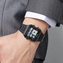 Skmei SKMEI 2451 Ceas digital clasic pentru bărbați, 34 mm, cu brățară din oțel inoxidabil, cronometru multifuncțional, ceas sport impermeabil