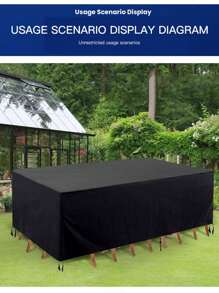 1pc Outdoor Garden Furniture Cover, Made Of 210D/420D Silver-Coated Waterproof Material, Dust And Snow Proof For All Seasons, Suitable For Outdoor Patio, 124*70.87*29.13in