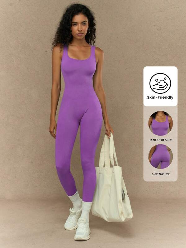 Yefecy Yoga Jumpsuits For Woman Spaghetti Seamless One Piece Ribbed Tank Top Rompers Sleeveless Bodycon Sports Workout Gym Bodysuit