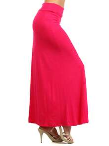 Chic Comfortable High Waisted Maxi Skirt Flowing A Line Design For Everyday Elegance - Hot Pink - View 2
