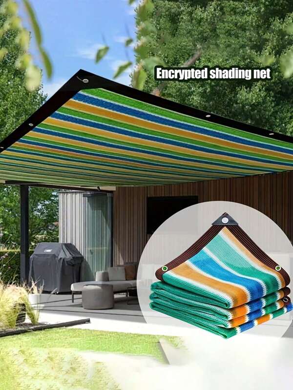1 pièce Filet d'ombrage respirant à haute densité aux rayures colorées - Tissu d'ombrage extérieur en plastique durable pour le patio, l'abri de pique-nique, le garage, le jardin et les auvents de véranda