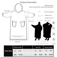 1pc Extra Large 48" Flannel Wearable Hooded Blanket, Casual & Oversized, Suitable For Men & Women, Christmas