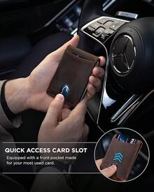 RFID Blocking Slim Bifold Genuine Leather Minimalist Front Pocket Wallets For Men With Money Clip Thin Mens - A. Texas Brown 1.0 - View 3