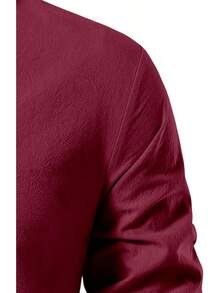 Men's Pure Cotton Retro Lace Up Shirts For Renaissance Pirate Viking Medieval - Burgundy - View 5
