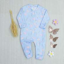 Print Macacão De Inverno Bebê Menina De Soft Quentinho Com Estampa Fofa Sublimada Facil De Vestir Roupas Para Bebê Menina - Azul - Visão 1