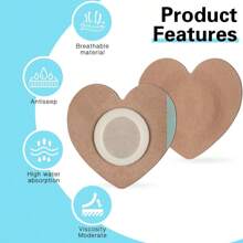 30PCS Disposable Castor Oil Patches For Self-Adhesive, Highly Absorbent, Leak Proof, Portable, Abdominal Sticker (Oil-Free) (Heart-Shaped, Skin Color)