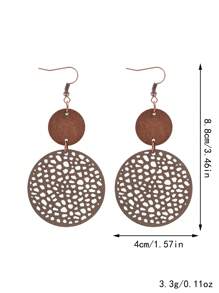 1 para okrągłych wyciętych kolczyków z kawałków drewna i skóry