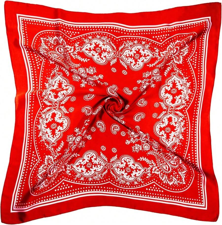 Satin Head Scarf - 27.5 Inch Silk Hair Wrap For Women - 紅色 - 查看 1