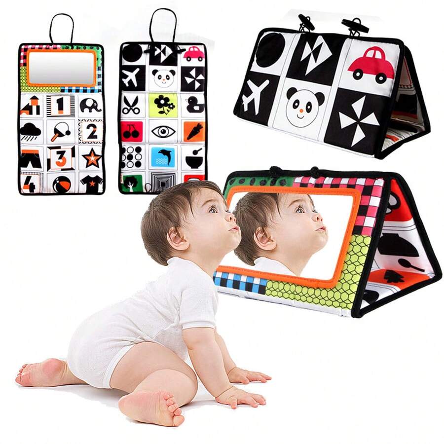 婴儿镜子布书黑白布书日历感官布书早教大脑开发玩具幼儿教育认知布书 - 彩色 - 查看 1