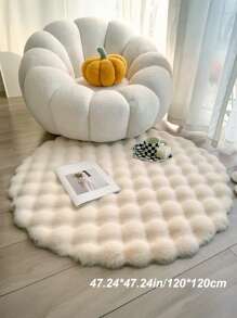 1pc Beige Round Faux Rabbit Fur Plush Rug, Nordic Ins Style Carpet For Living Room Bedroom, Washable Artificial Fur Rug, Suitable For Living Room, Bedroom, Tatami, Dressing Room And Other Indoor Spaces All Year Round,Fall Decor,Autumn Decor,Room Decor